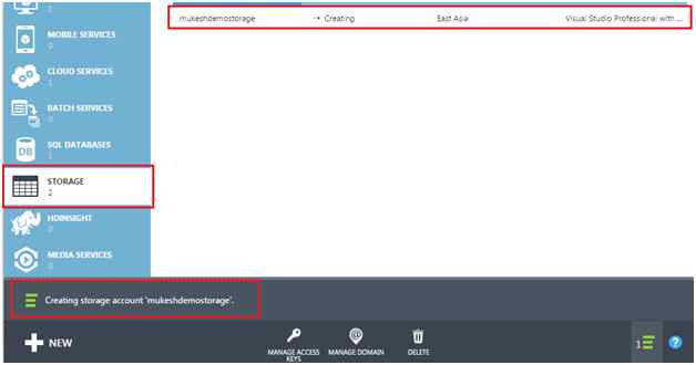 setting for your storage account